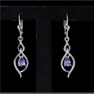 Silver and Tanzanite Teardrop Earrings